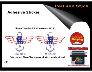 Gibson Thunderbird Firebird Guitar Adhesive Sticker v33